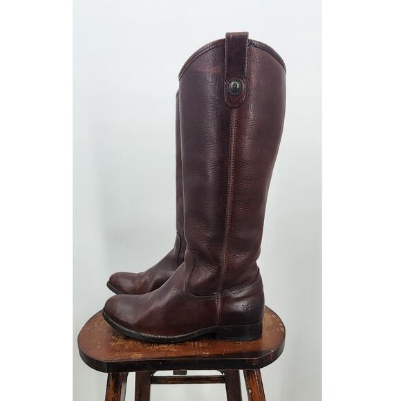 Frye Women's Melissa Button Lug Tall‎ Leather Boots Style# 77159 Brown Size 6
